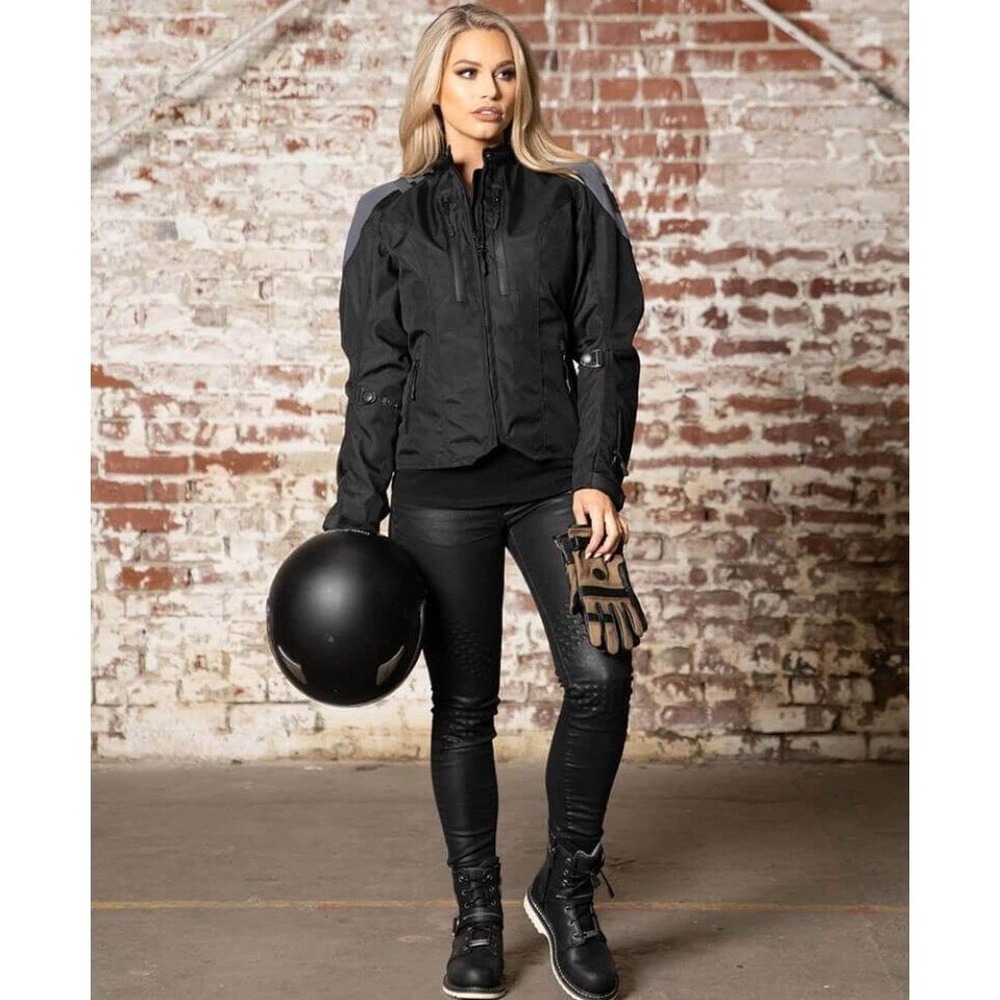 Women's Viking Cycle Black Padded Zip Up Motorcycle Jacket Size 2XL NWT